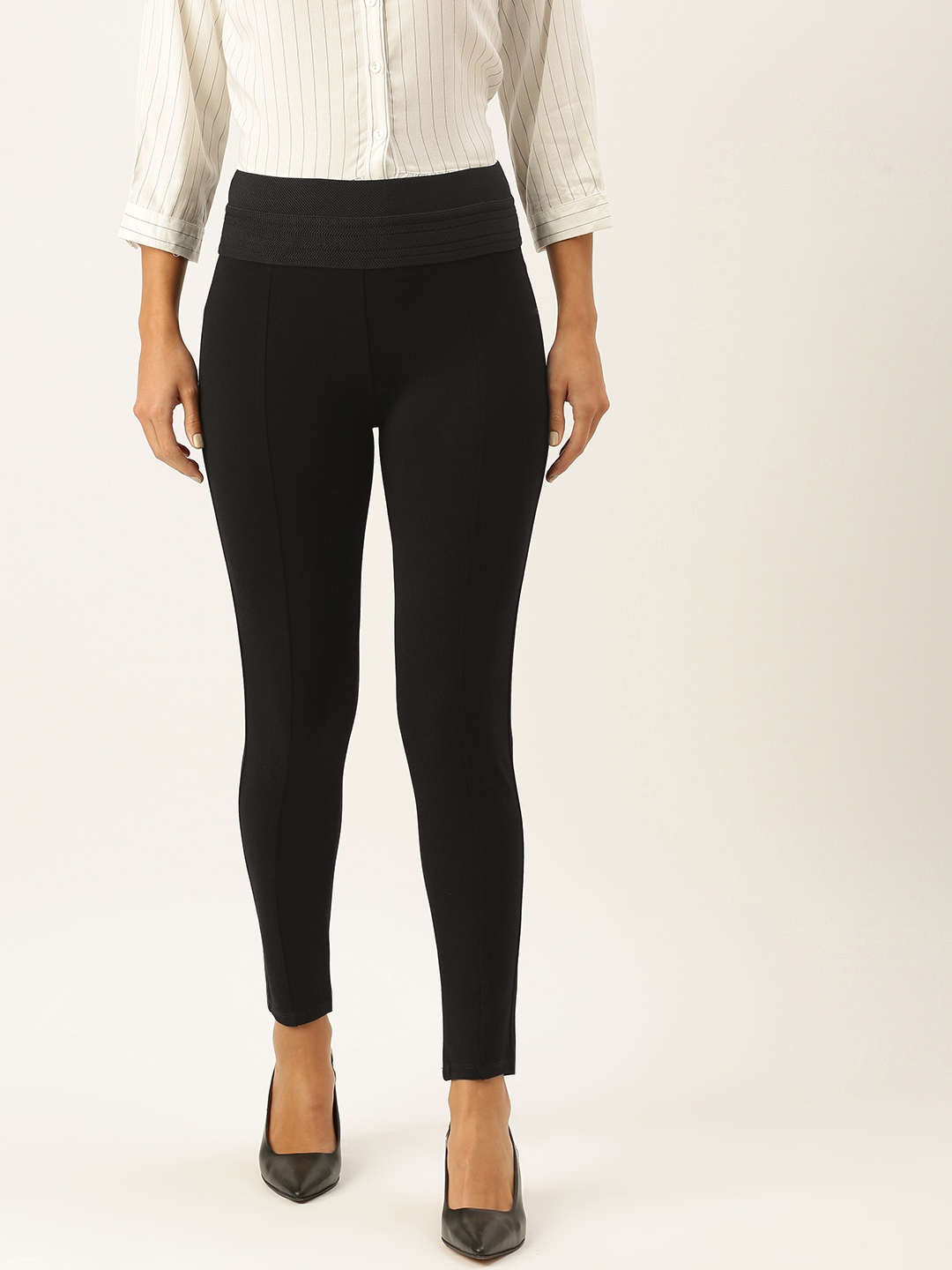 

AND Women Black Straight Fit Trousers