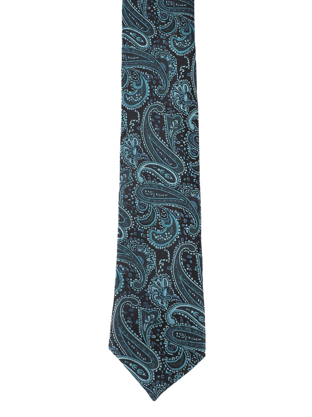 

Alvaro Castagnino Men Turquoise Blue & Black Printed Skinny Tie
