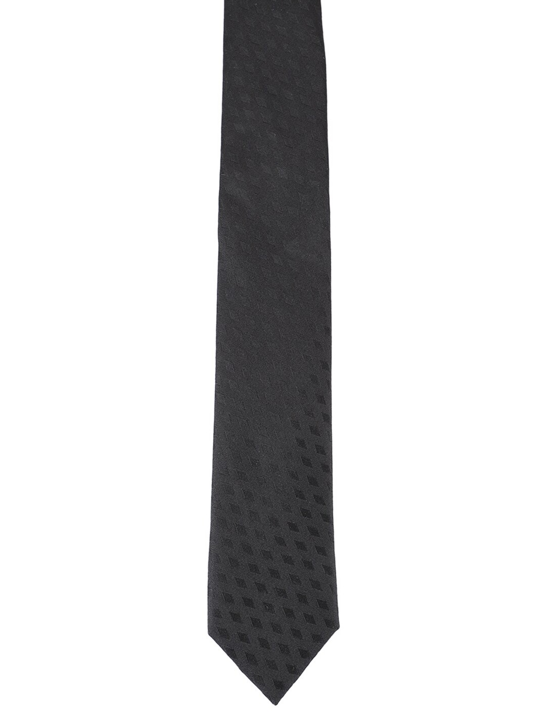 

Alvaro Castagnino Men Black Woven Design Skinny Tie