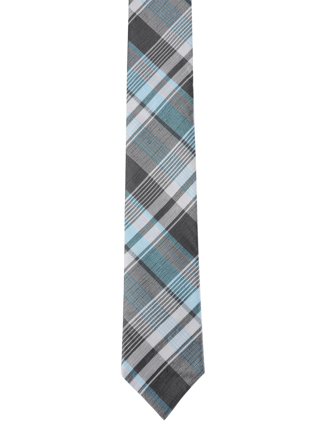 

Alvaro Castagnino Men Grey & Green Checked Skinny Tie