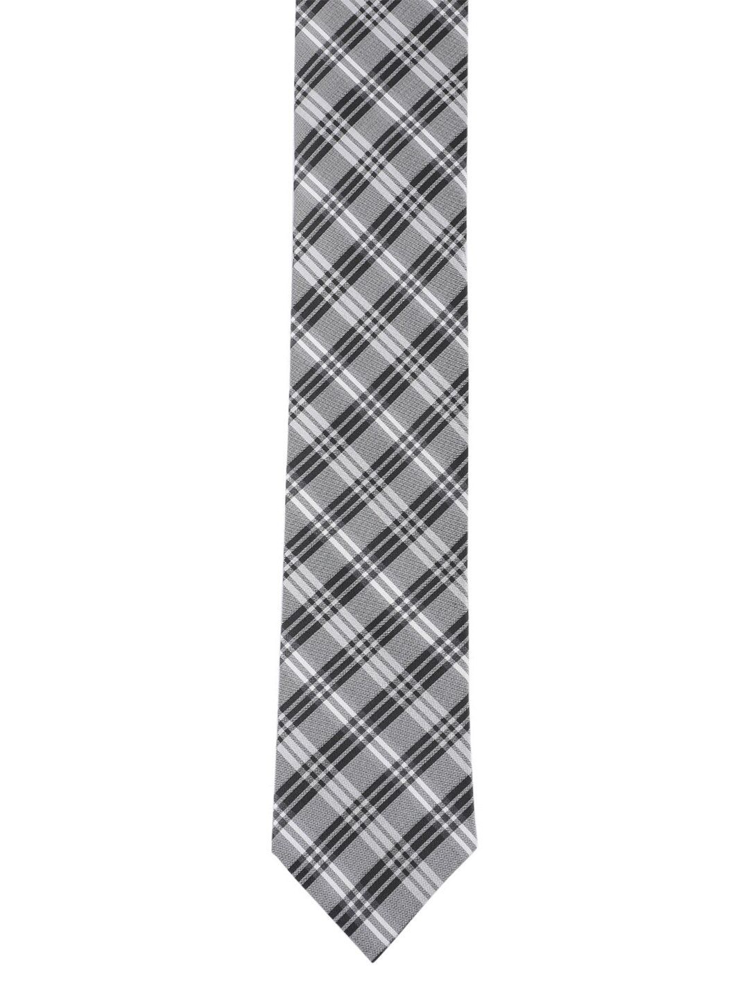 

Alvaro Castagnino Men Grey & Black Checked Skinny Tie