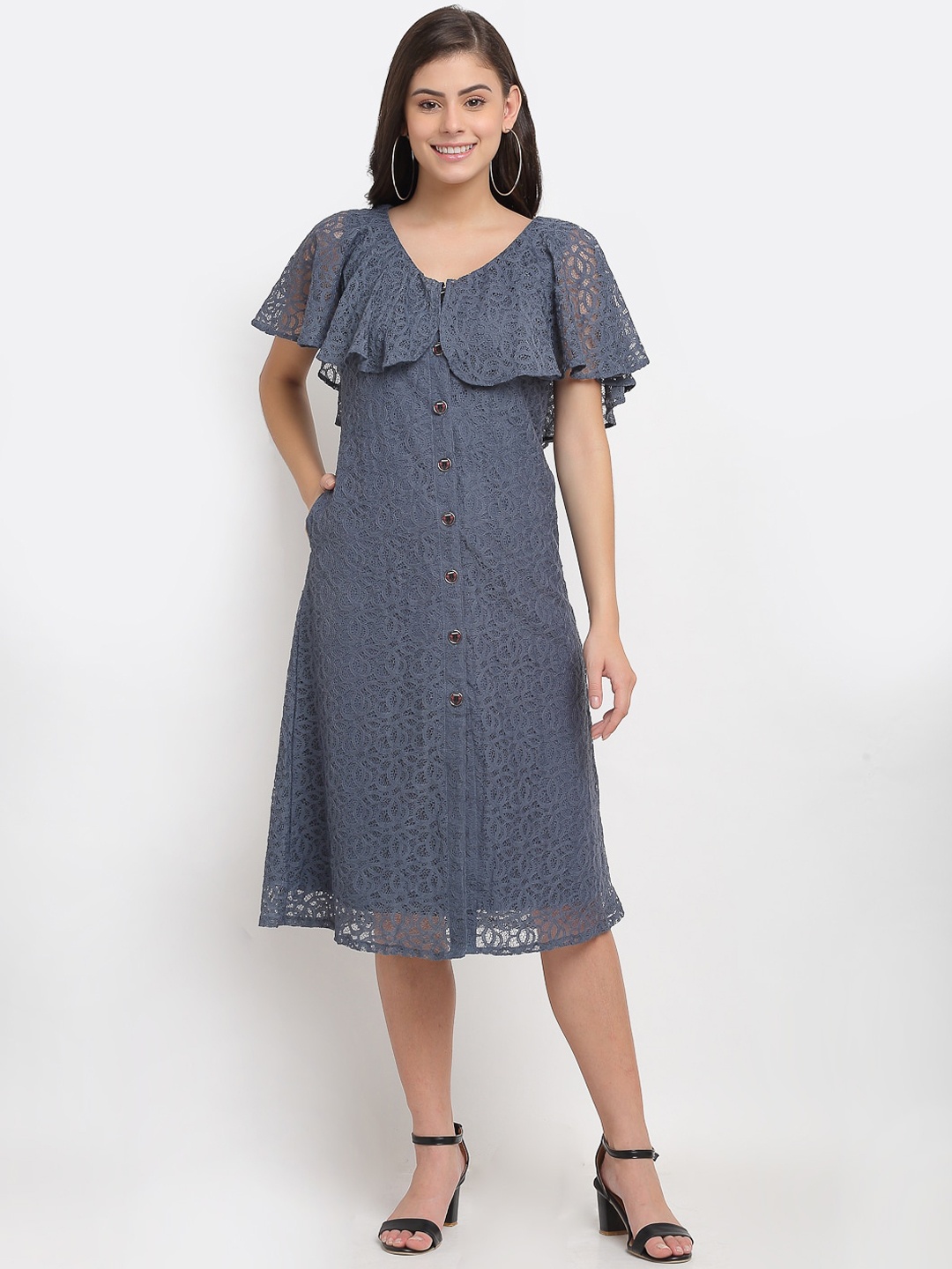

Karmic Vision Women Grey A-Line Midi Dress