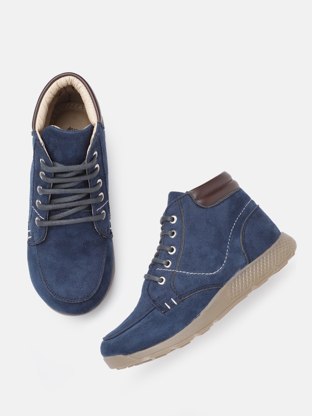 

YK Boys Navy Blue Solid Mid-Top Wide Sneakers