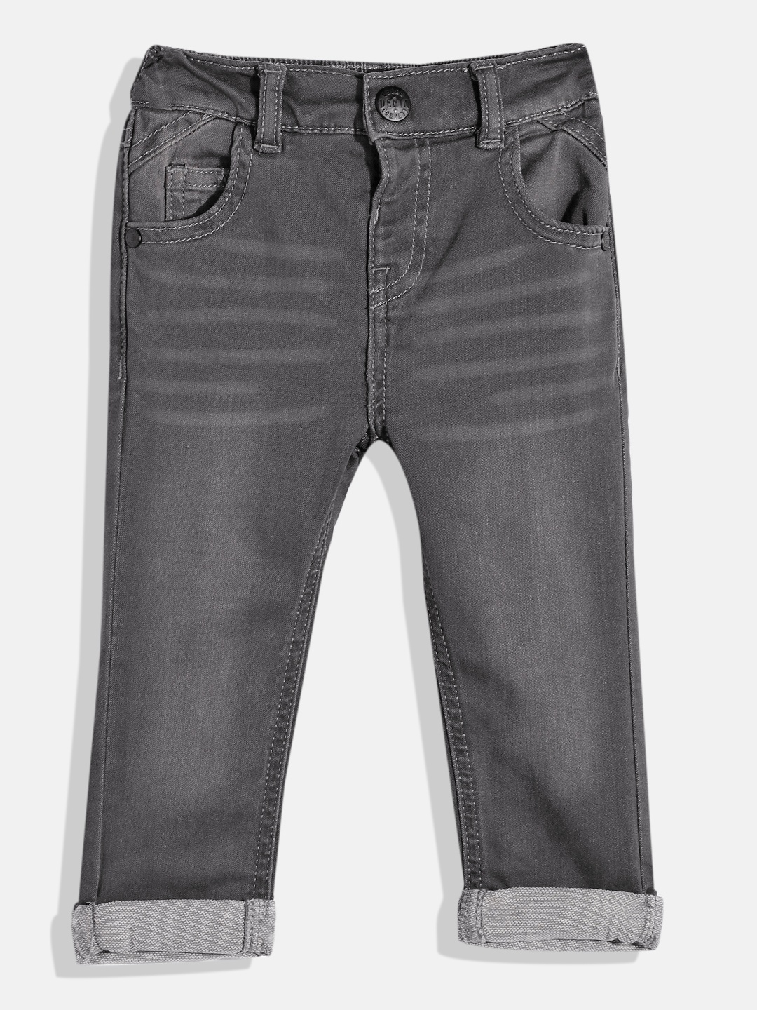 

mothercare Boys Regular Fit Mid-Rise Clean Look Light Fade Stretchable Jeans, Grey