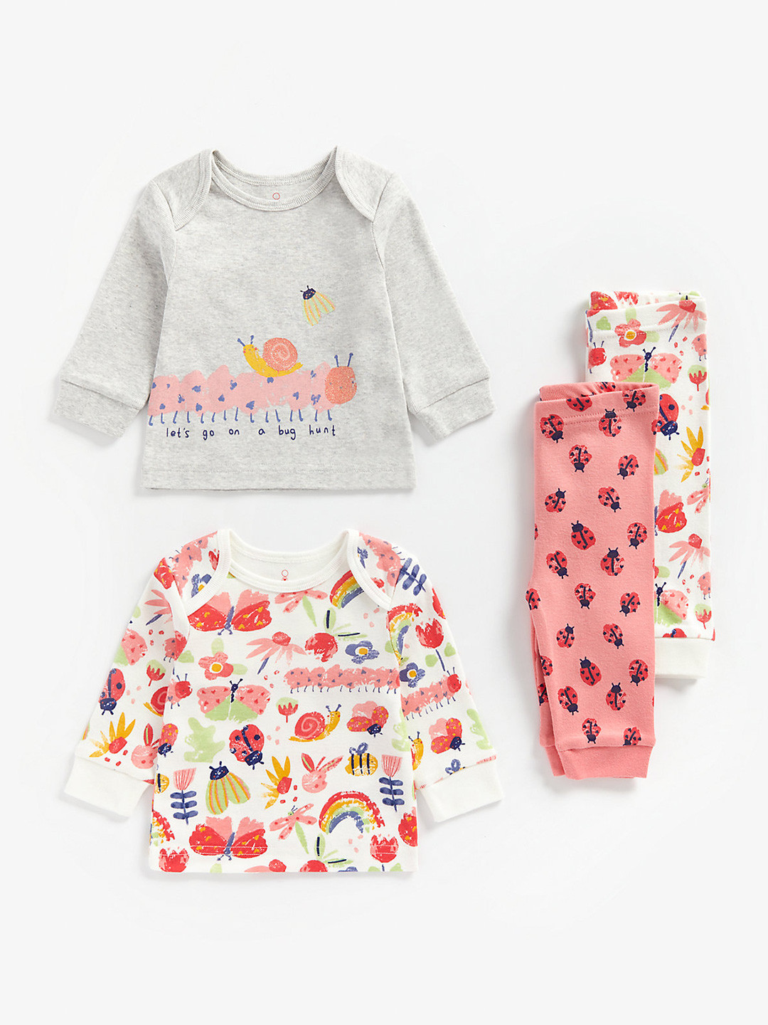 

mothercare Girls Pack of 2 Printed Night suits, Grey melange