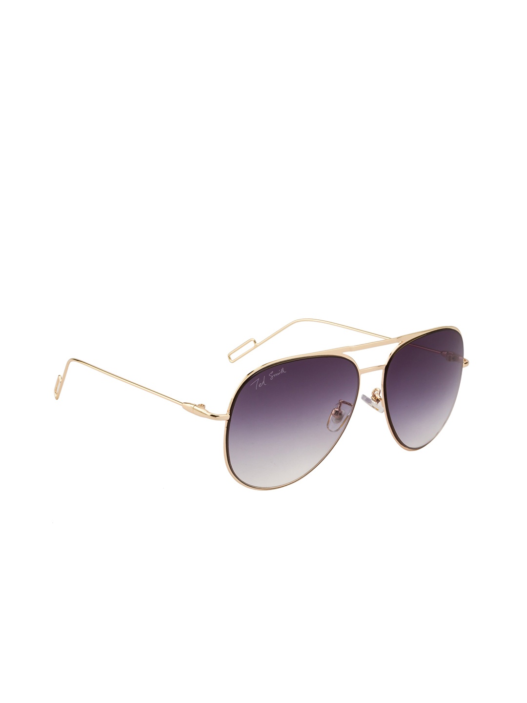 

Ted Smith Unisex Grey Lens & Gold-Toned Aviator Sunglasses with UV Protected Lens