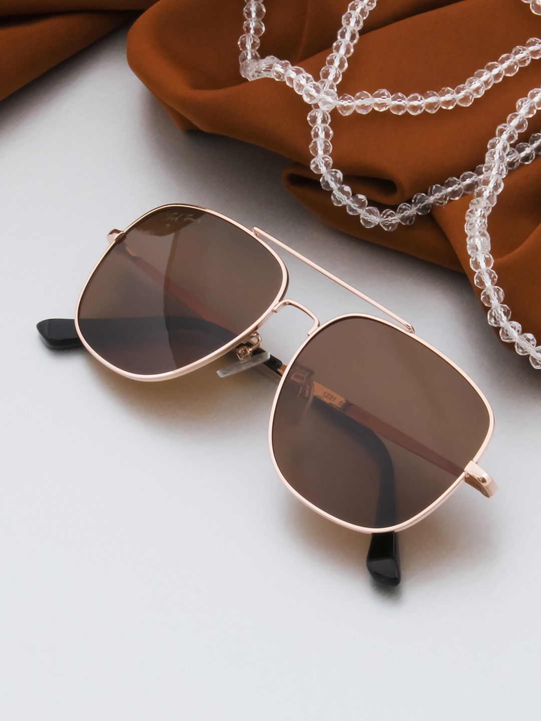 

Ted Smith Unisex Brown Lens & Gold-Toned Aviator Polarised Lens-TS-J1231S_GLD