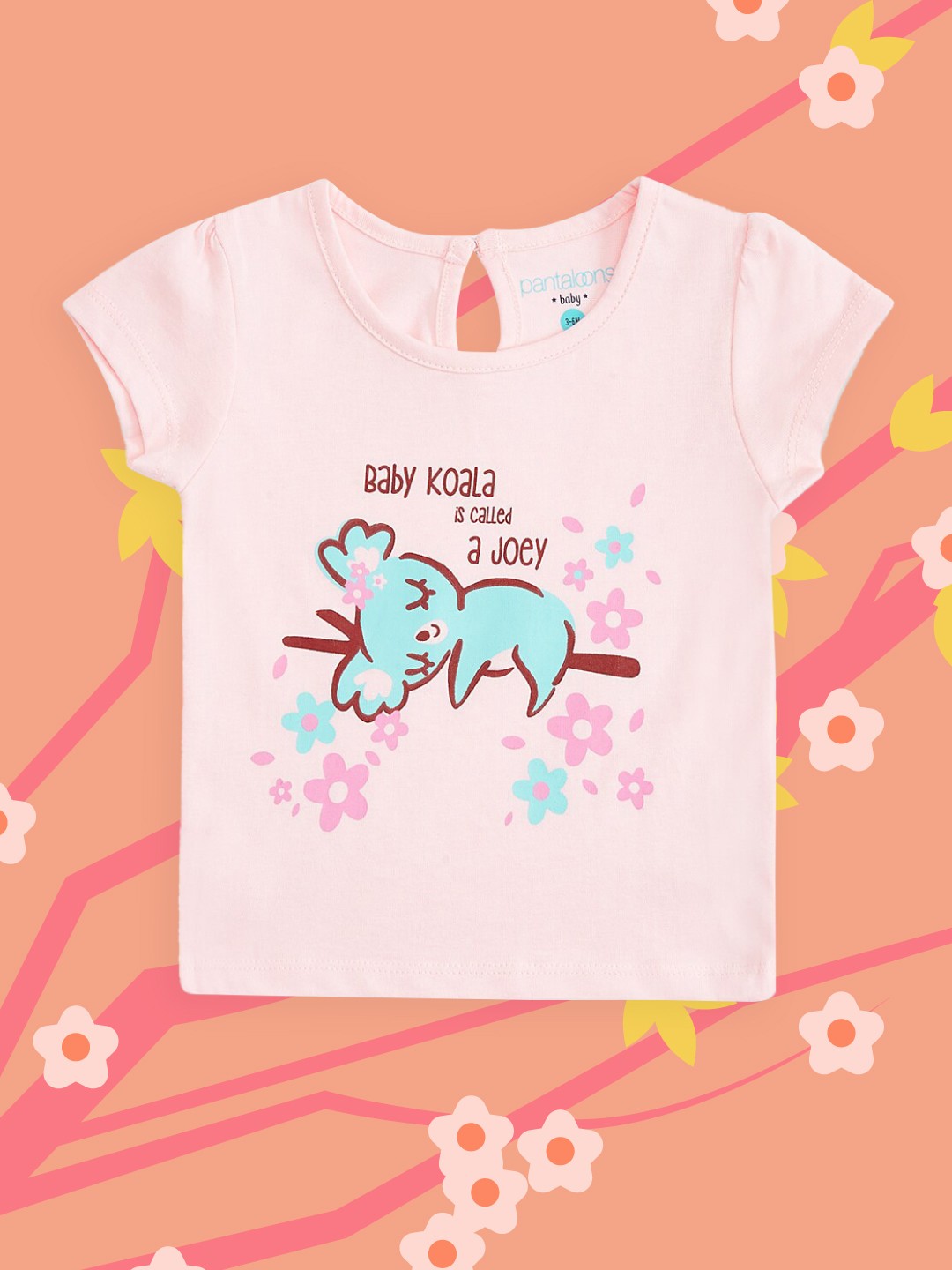 

Pantaloons Baby Girls Peach-Coloured & Blue Printed T-shirt