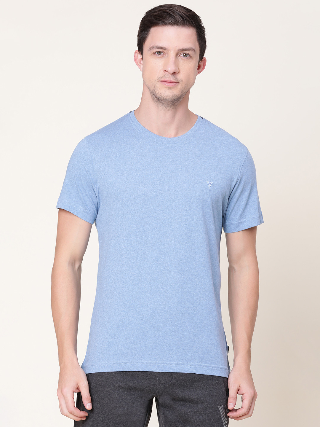 

Van Heusen Athleisure Men Solid Smart Tech Easy Stain Release T-Shirt, Blue