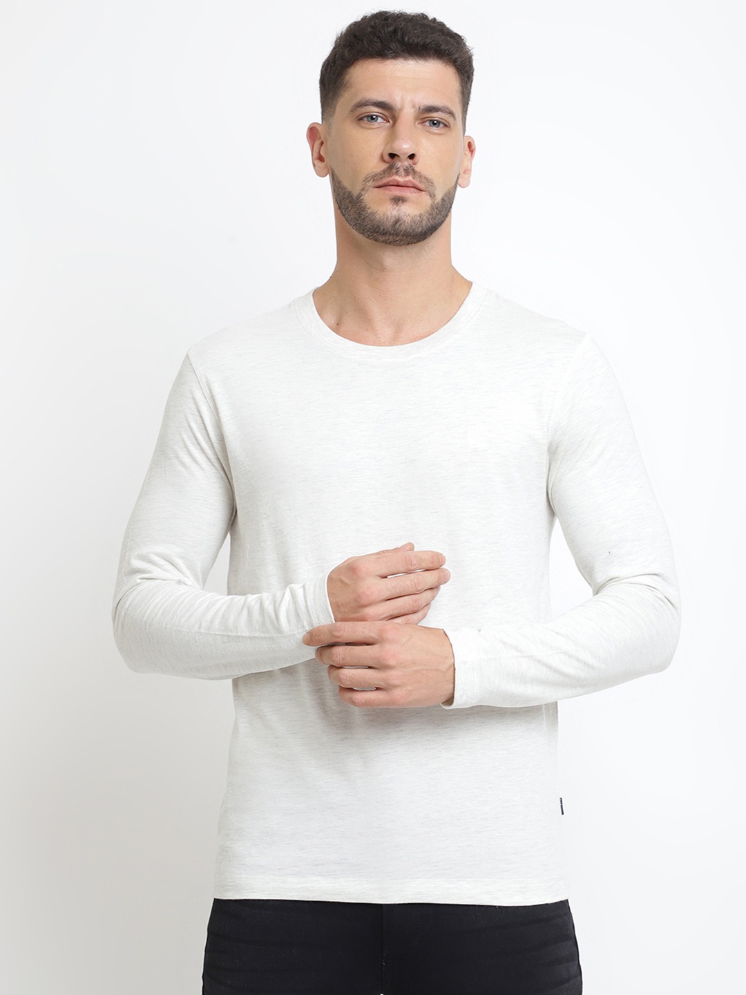 

Van Heusen Athleisure Crew Neck Full Sleeve T-shirt, Cream