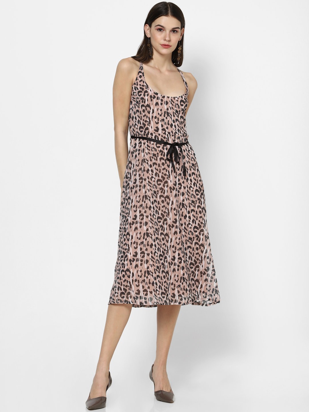 

FOREVER 21 Pink Animal Midi Dress