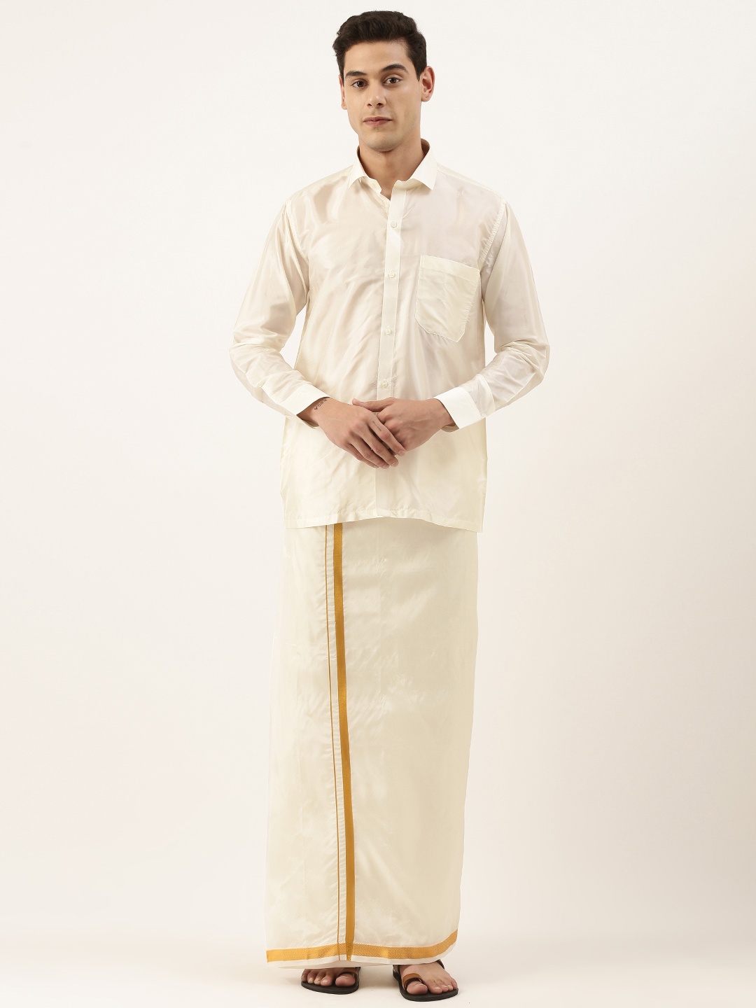 

MANAMAGAN Men Beige Shirt with Dhoti