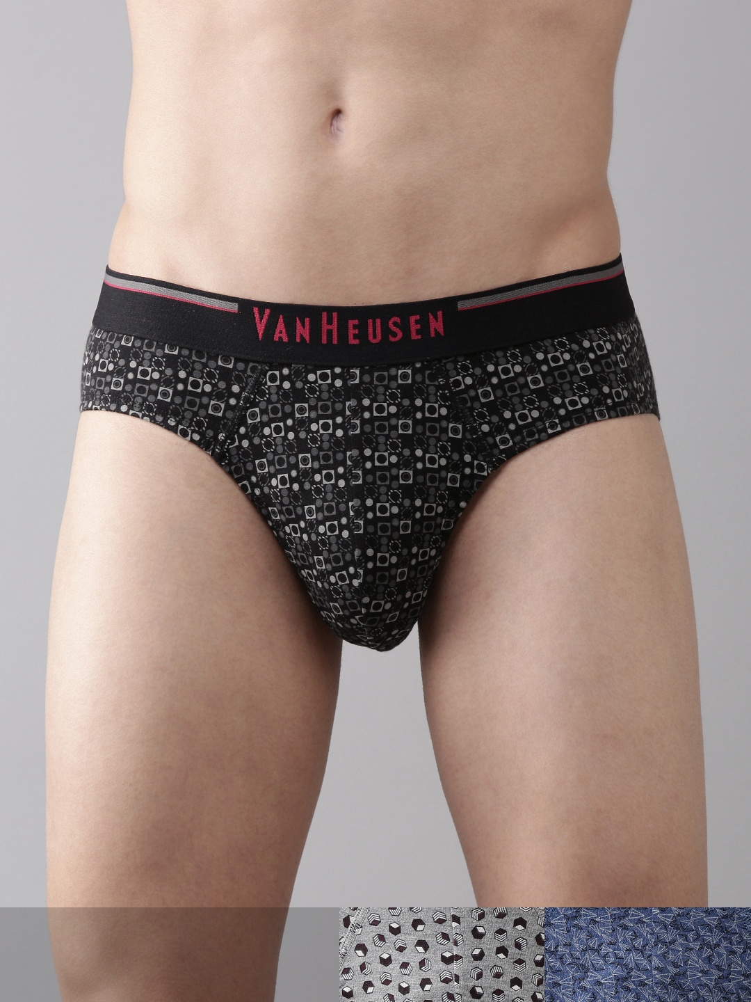 

Van Heusen Men Pack of 3 Printed Anti Bacterial Super Soft Briefs, Black