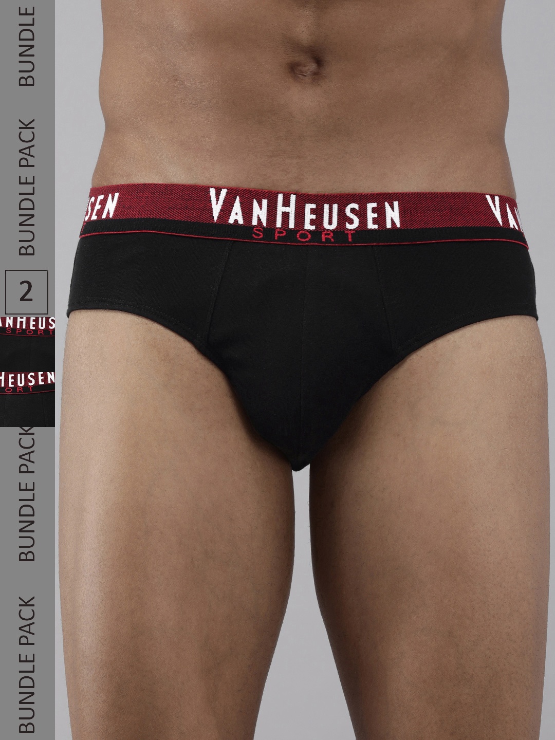 

Van Heusen Sport Men Pack of 2 Solid Plush Back Elastic Waistband Briefs 8905482042215, Black