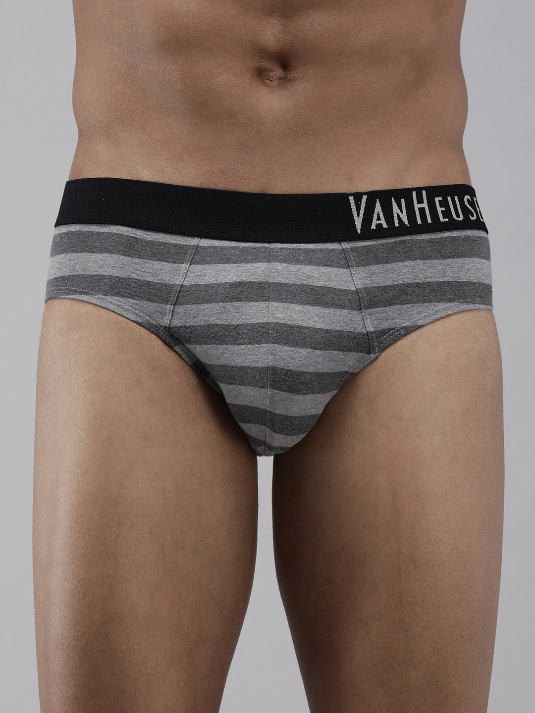 

Van Heusen Men Mid Rise Striped Colour Fresh Briefs 8905325982159, Grey