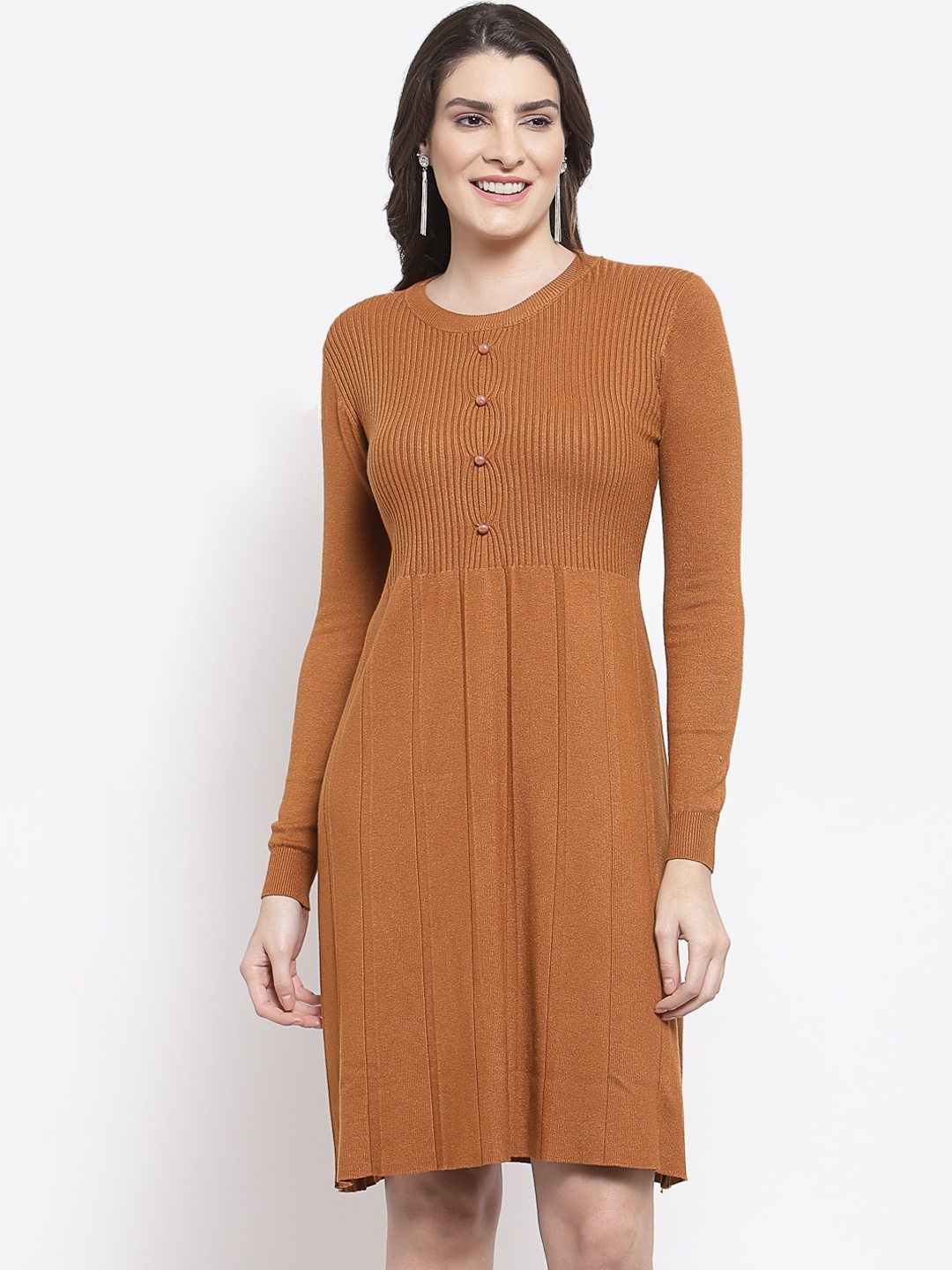 

Mafadeny Rust A-Line Dress