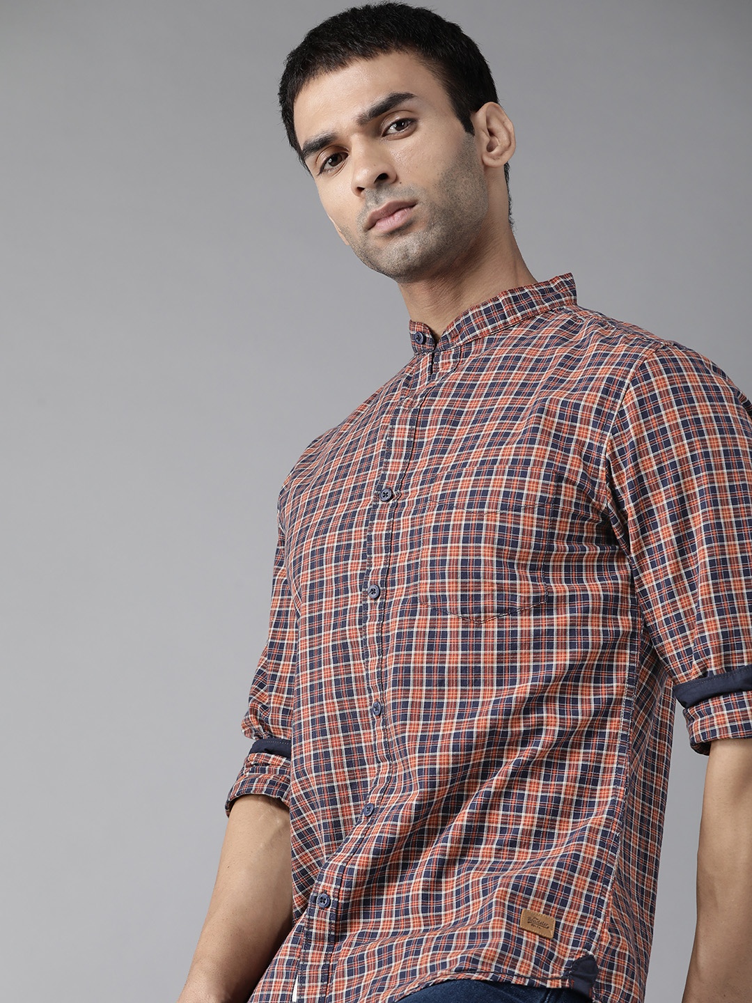 

Roadster Men Navy Blue & red Cotton Tartan Checks Opaque Checked Casual Shirt