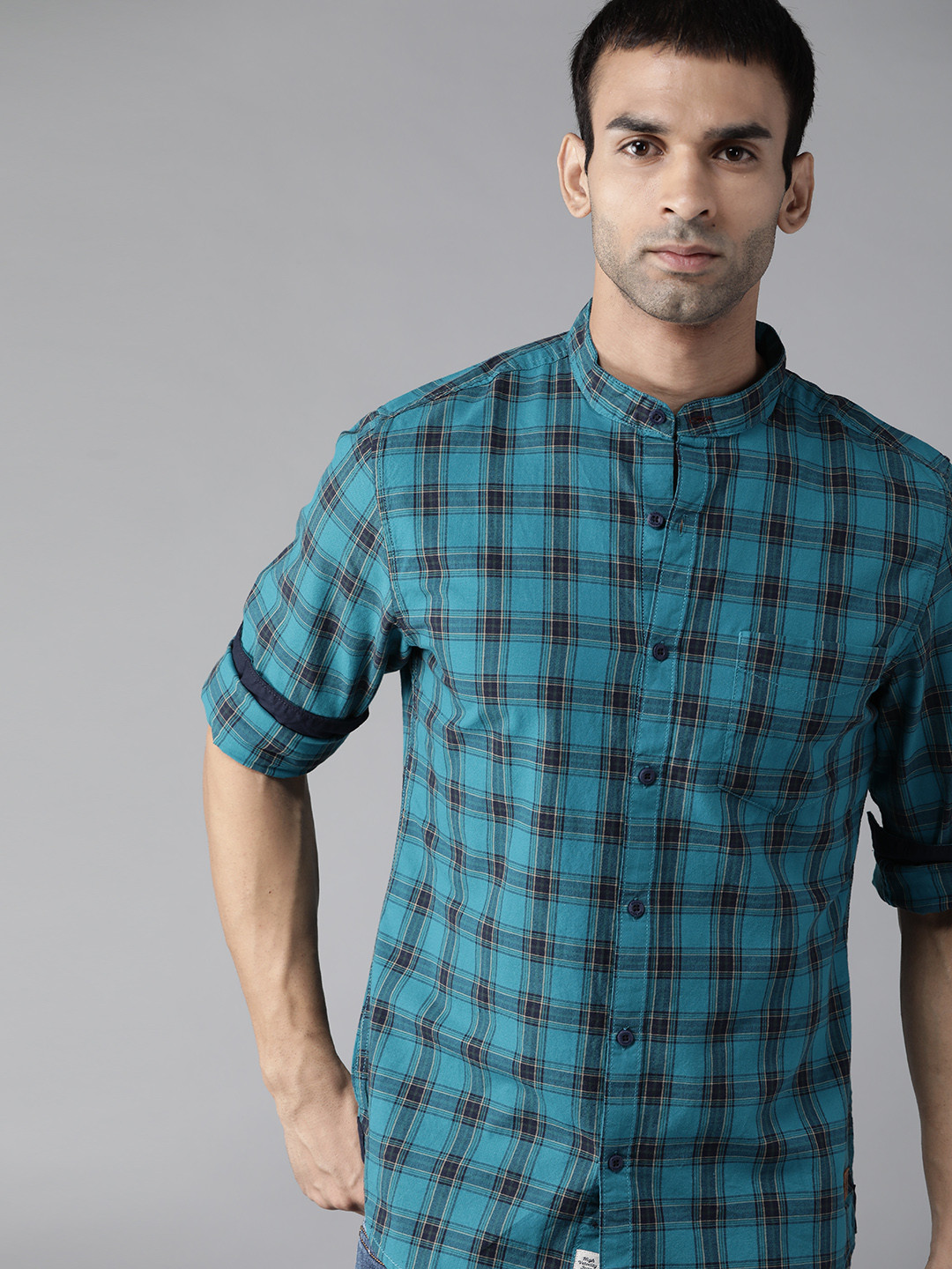 

Roadster Men Blue Tartan Checks Opaque Cotton Casual Shirt