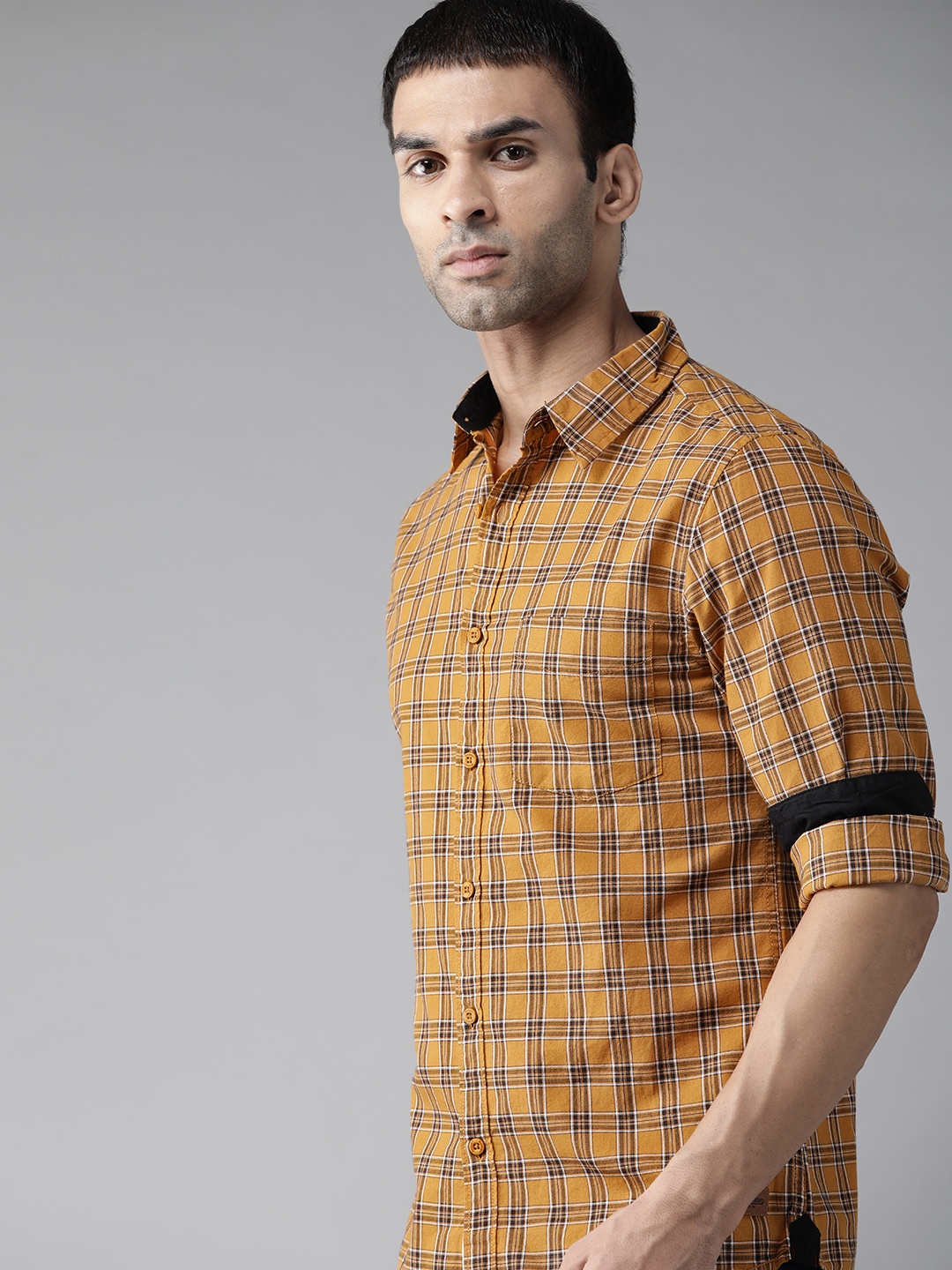 

Roadster Men Tartan Checks Opaque Cotton Casual Shirt, Brown