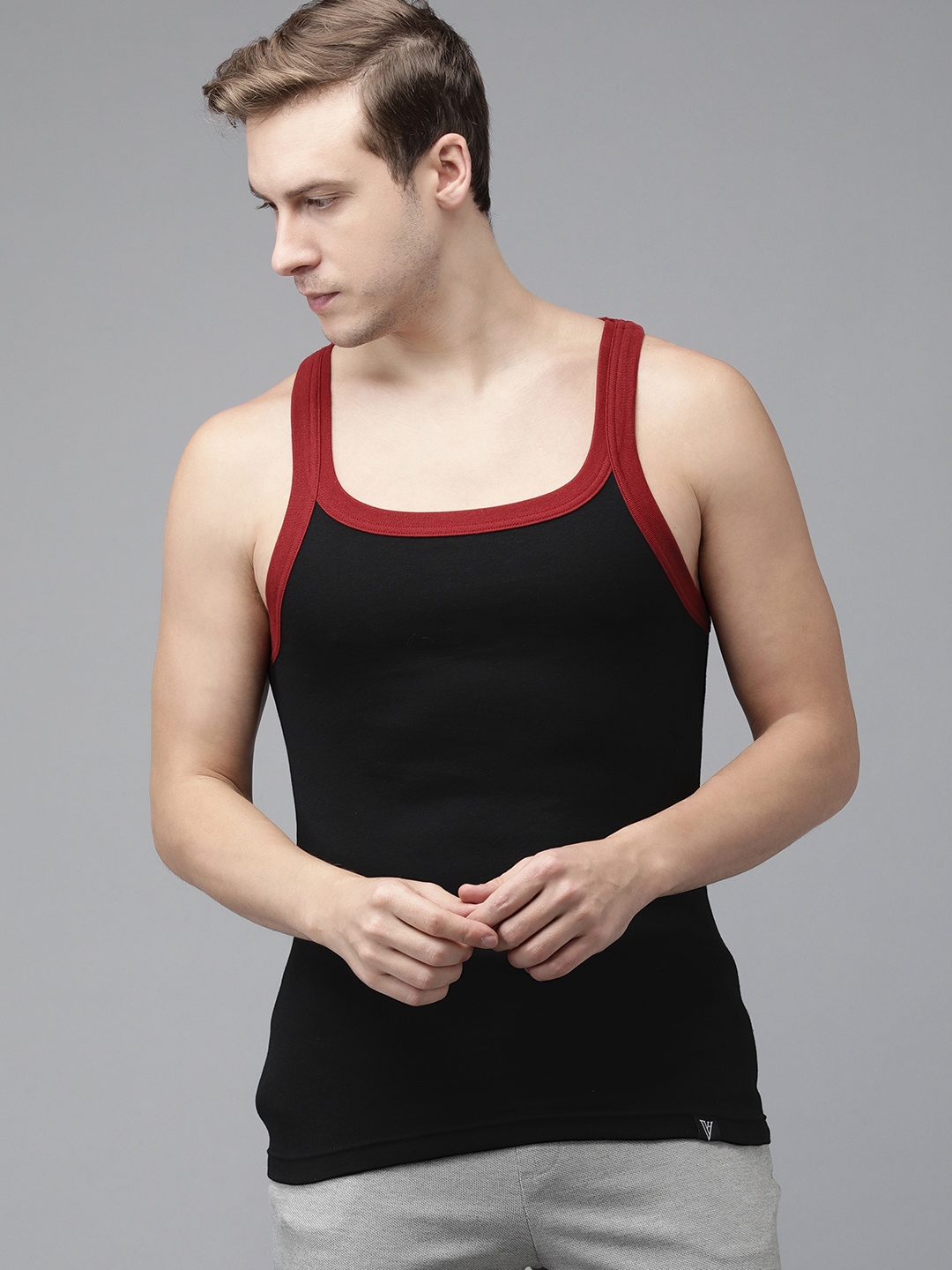 

Van Heusen Men Solid Quick Dry Round Neck Vest, Black