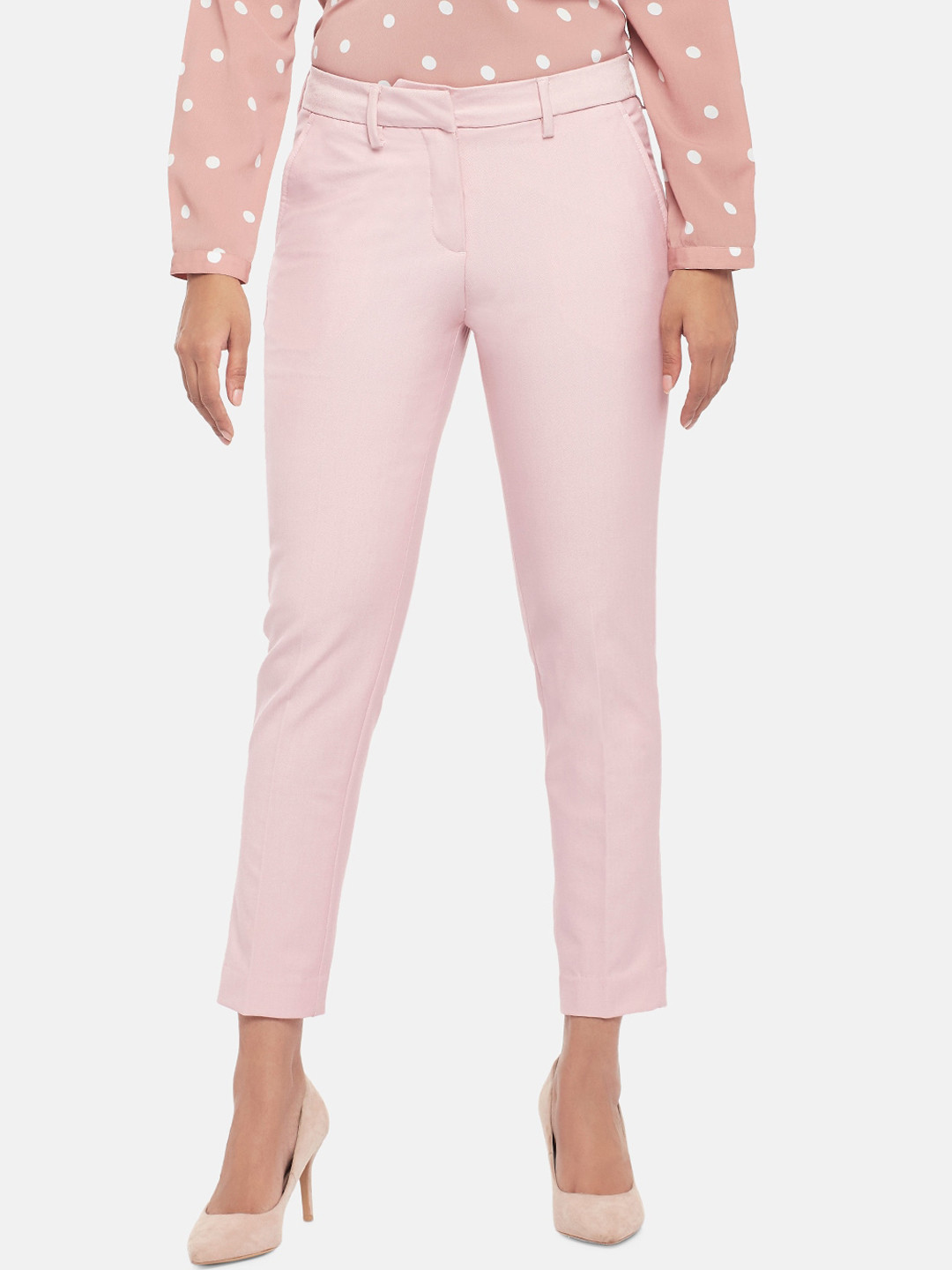 

Annabelle by Pantaloons Women Pink Slim Fit Trousers