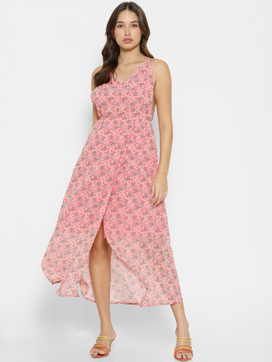 

FOREVER 21 Red Floral Midi Dress