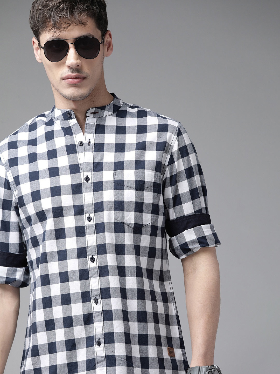 

Roadster Men White Tartan Checks Checked Sustainable Casual Shirt