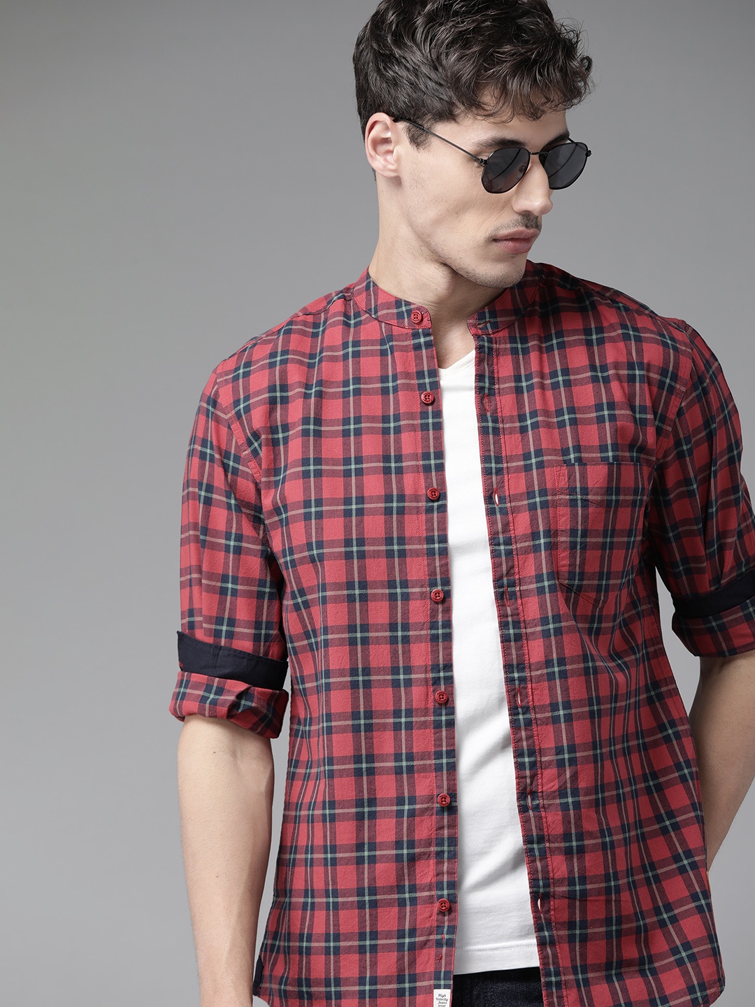 

Roadster Men Red Tartan Checks Checked Sustainable Casual Shirt
