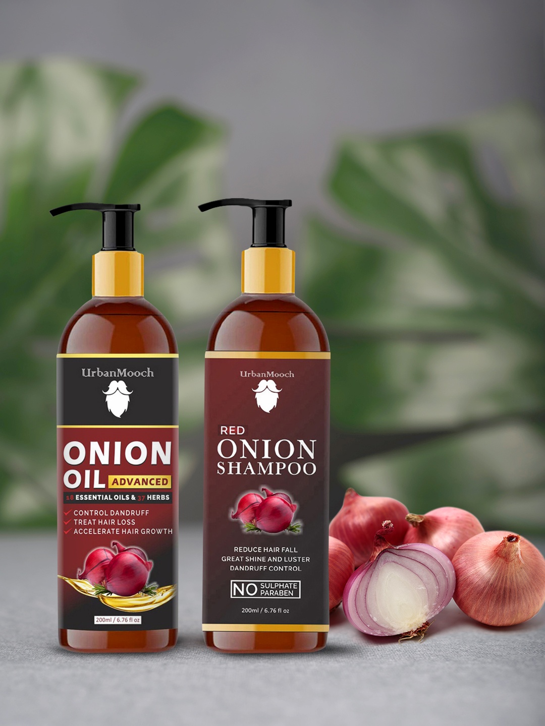 

UrbanMooch Men Set of Onion Hair Oil & Shampoo, Red