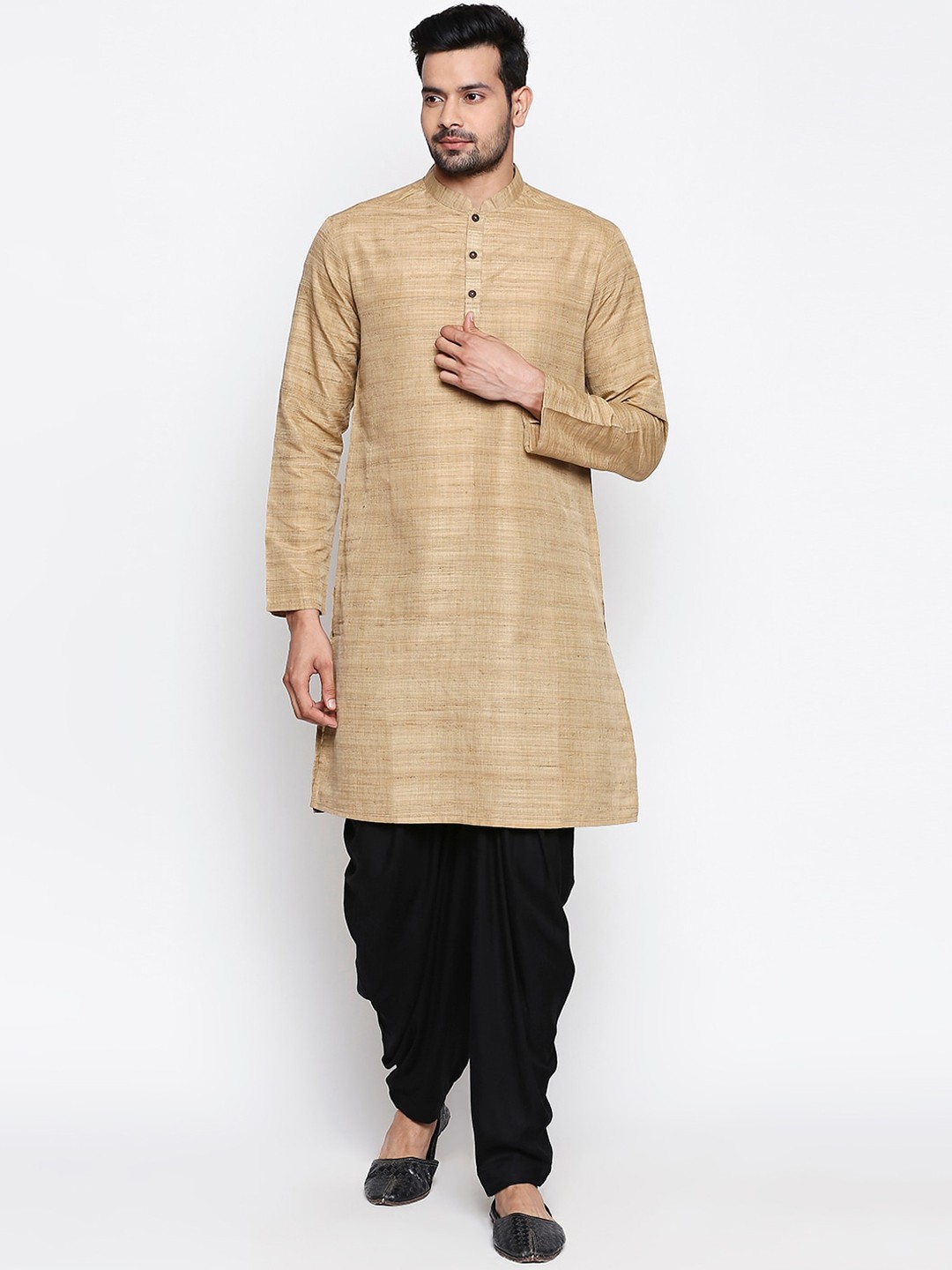 

indus route by Pantaloons Men Gold-Toned Thread Work Kurta