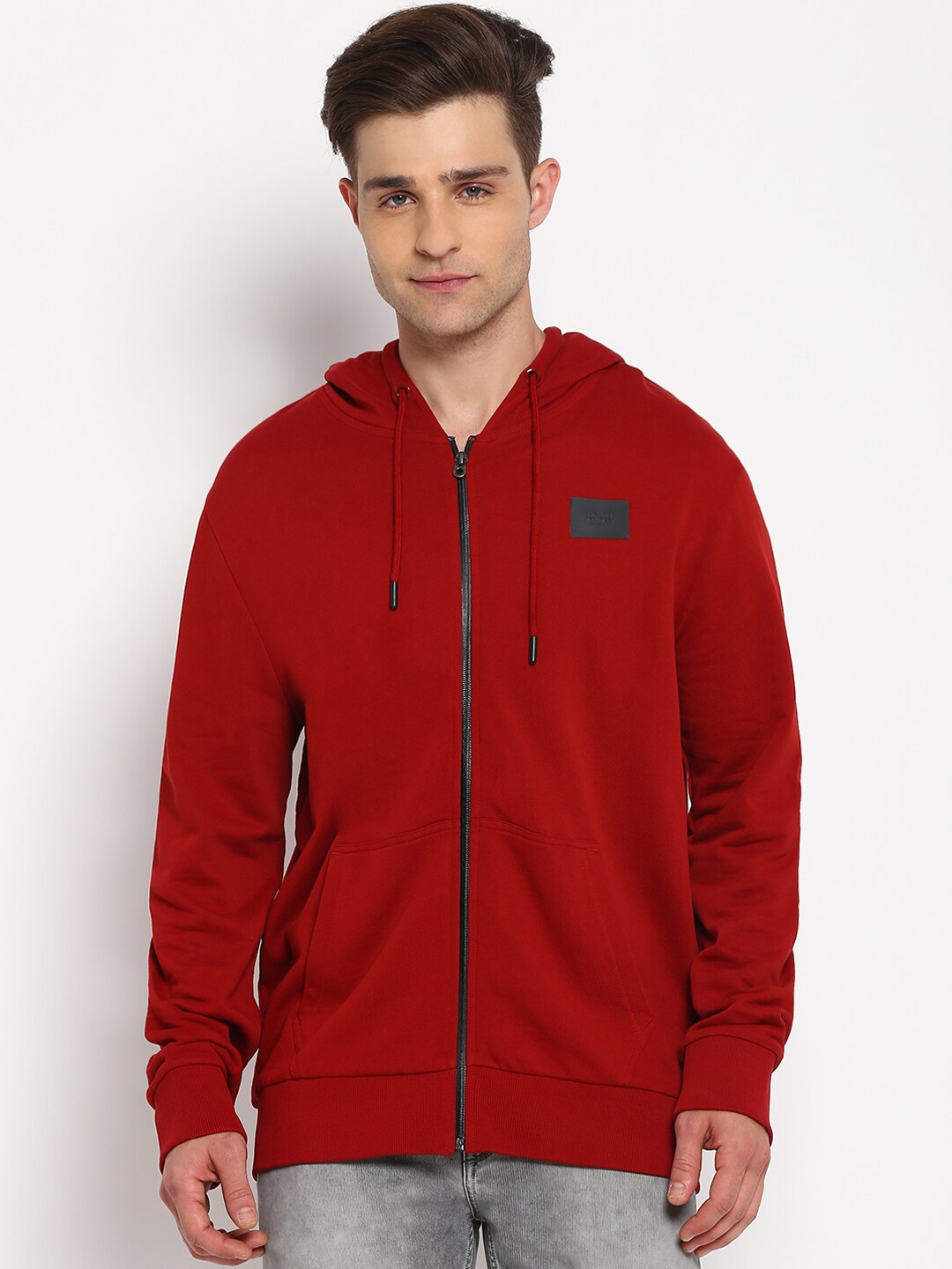 

Lee Men Red Hooded Cotton Sweatshirt