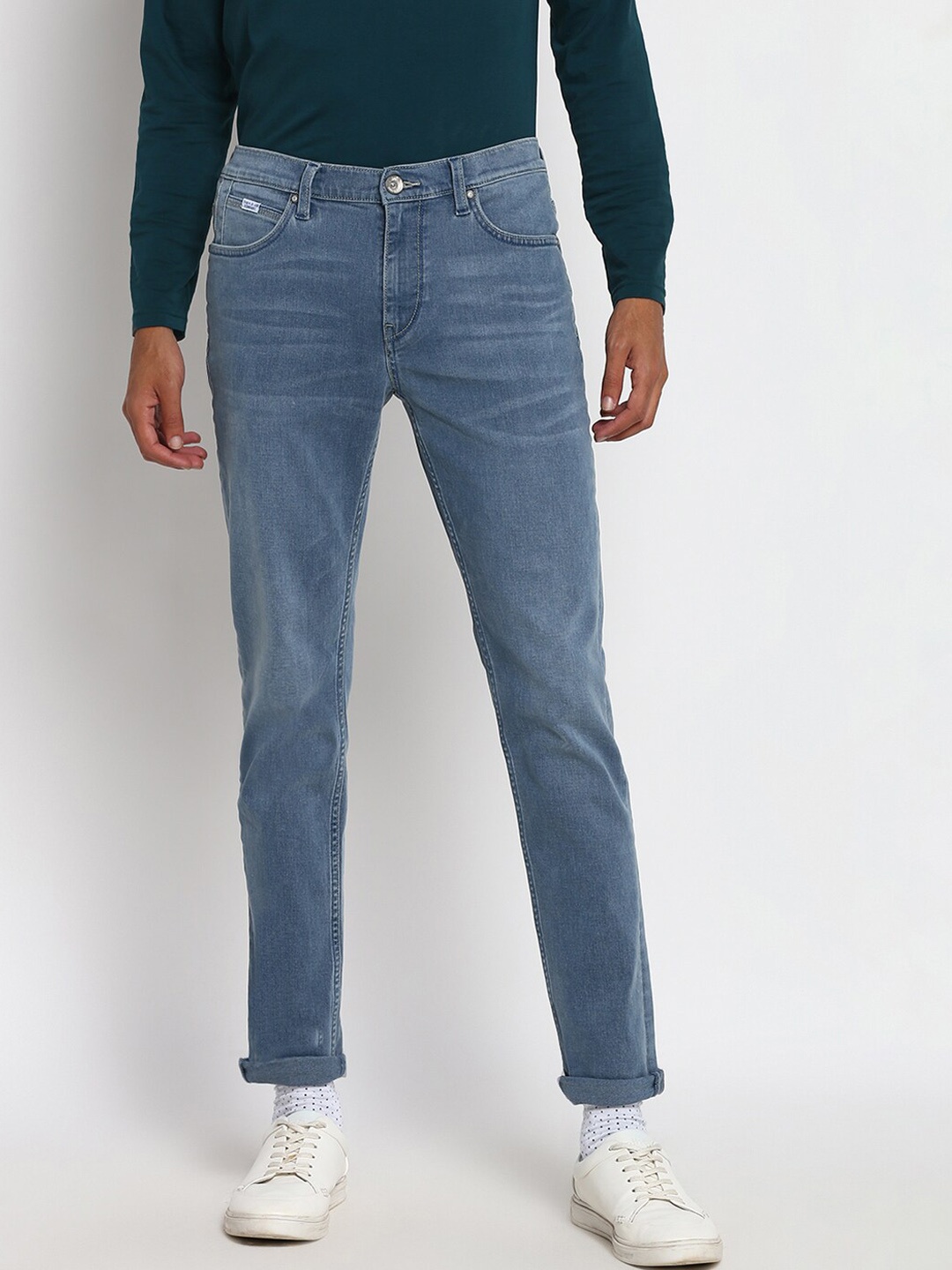 

Lee Men Blue Solid Skinny Fit Low-Rise Low Distress Light Fade Jeans