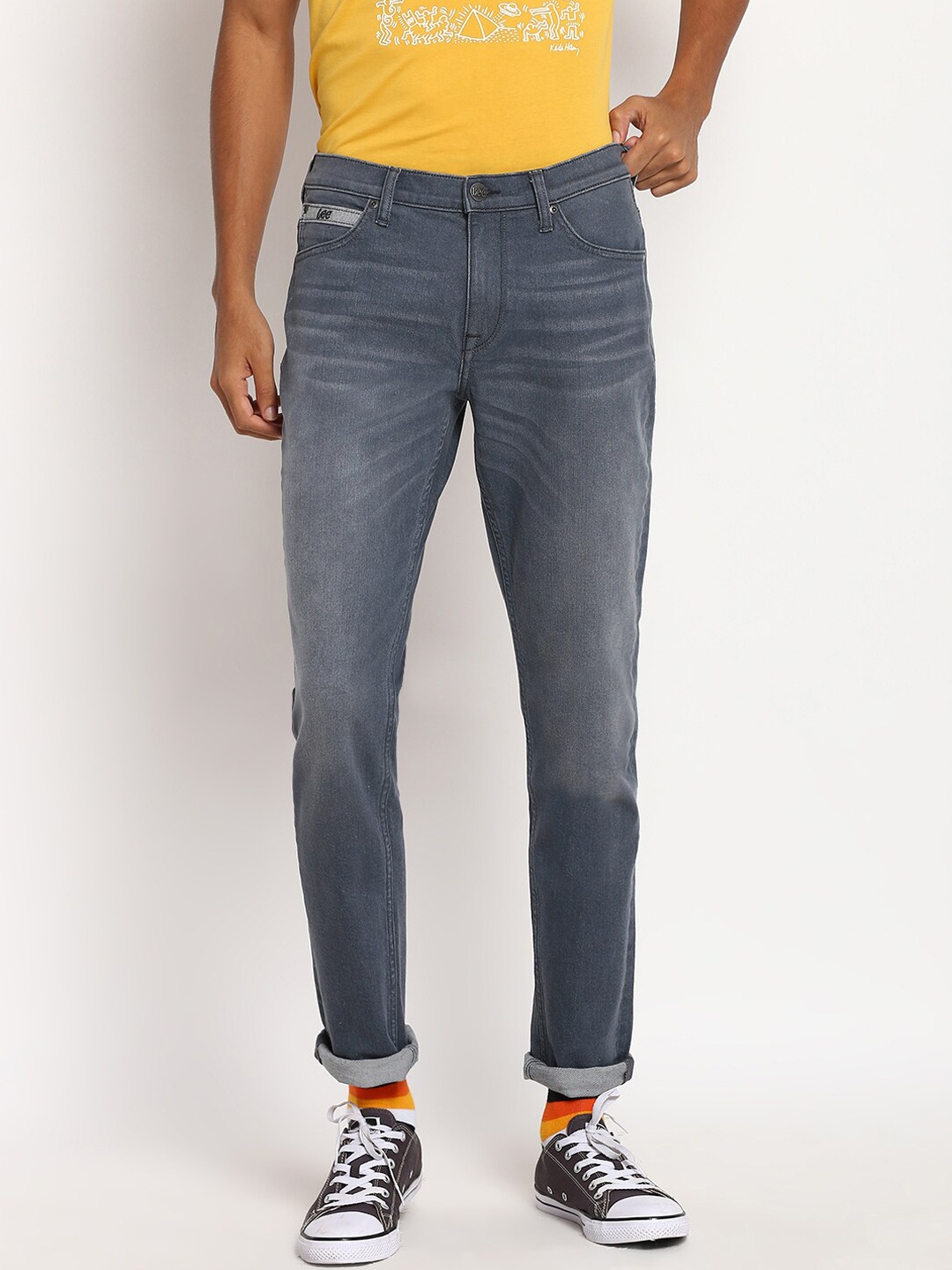 

Lee Men Grey Solid Skinny Fit Jeans