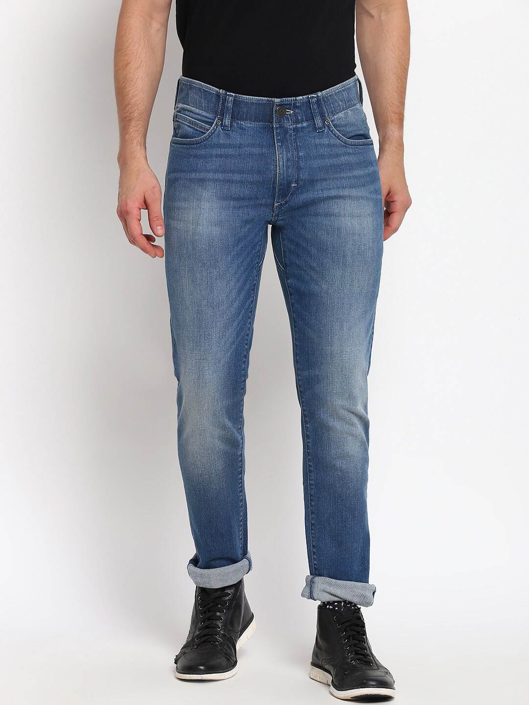 

Lee Men Blue Solid Skinny Fit Low Distress Light Fade Jeans