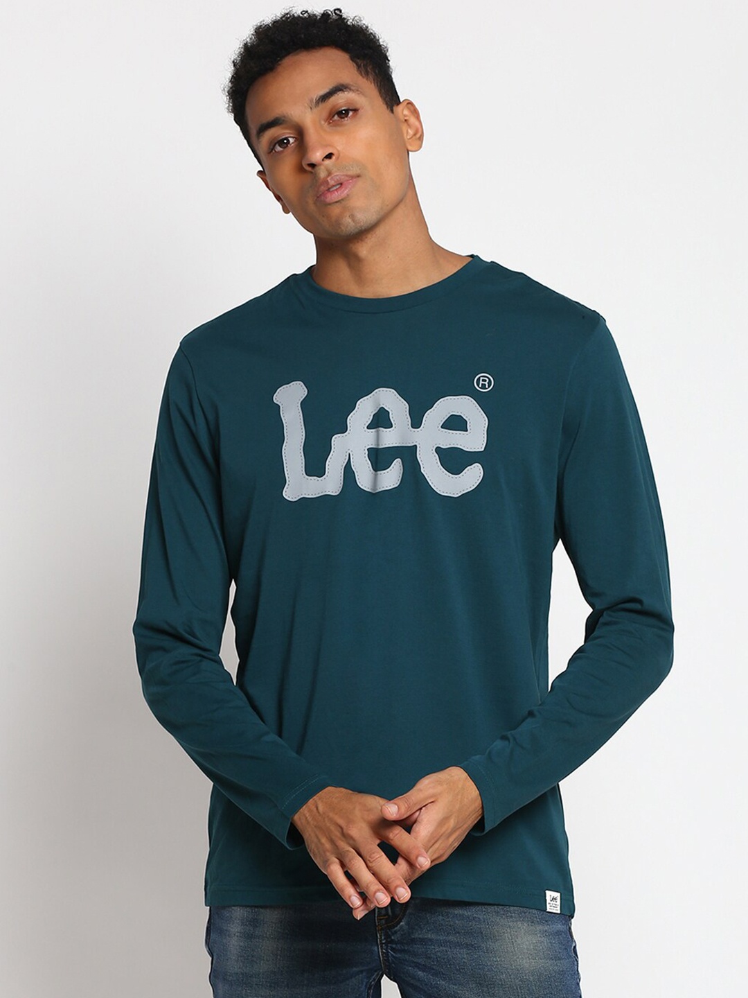 

Lee Men Teal Typography Printed Cotton T-shirt