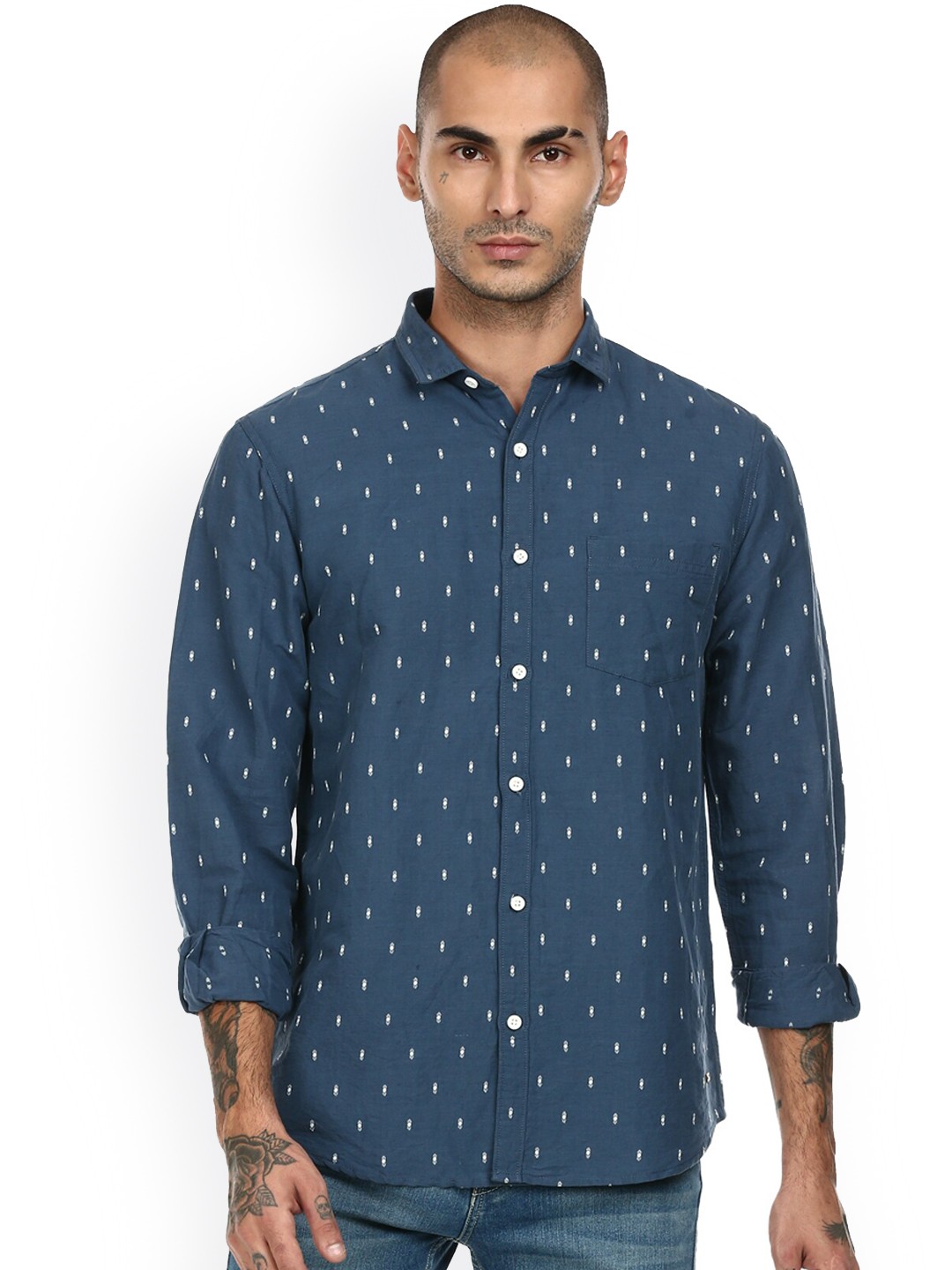 

Cherokee Men Blue Pure Cotton Printed Casual Shirt