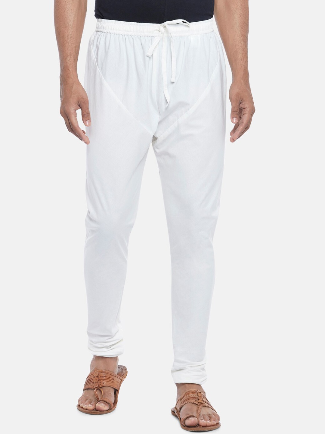 

indus route by Pantaloons Men Off White Solid Pure Cotton Churidar