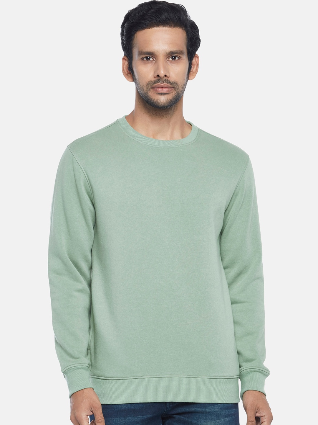 

BYFORD by Pantaloons Men Green Solid Sweatshirt