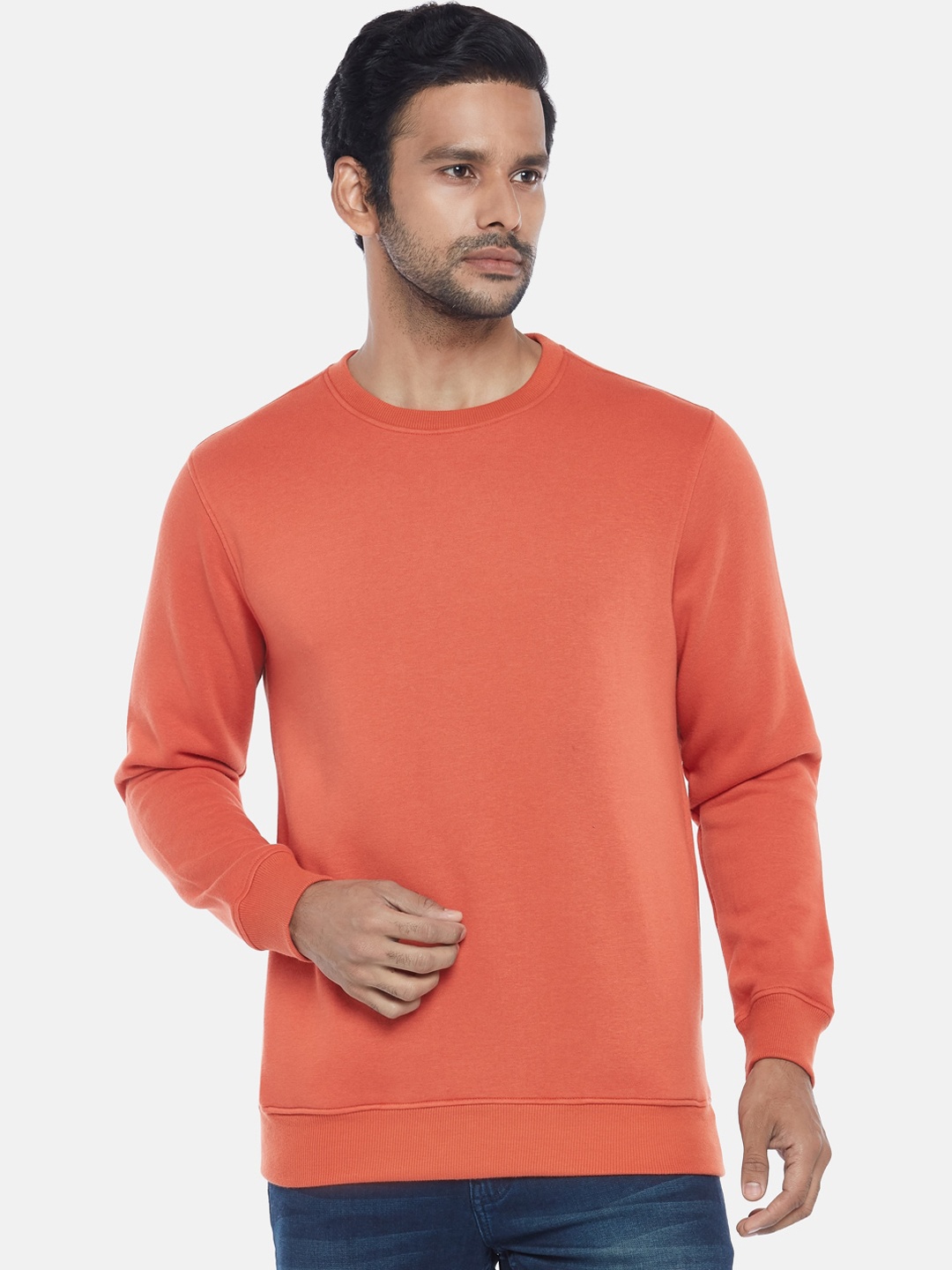 

BYFORD by Pantaloons Men Orange Solid Sweatshirt