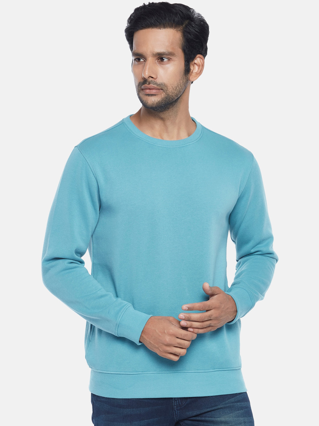 

BYFORD by Pantaloons Men Blue Solid Sweatshirt