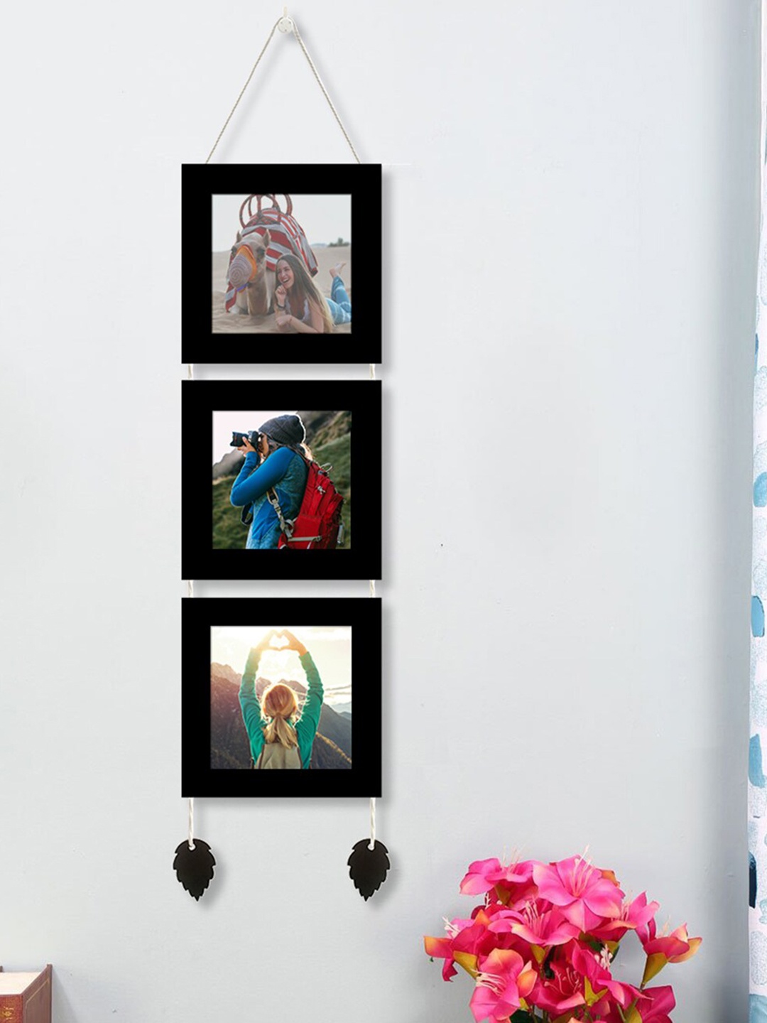 

Art Street Set Of 3 Black Solid Wooden Wall Hanging Photo Frames