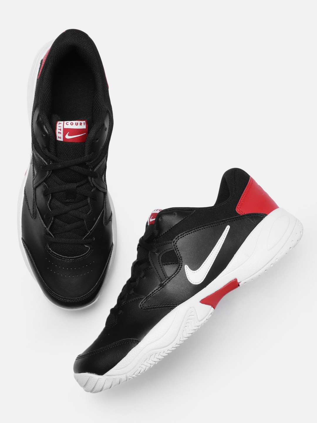 

Nike Men Black Leather Court Lite 2 Tennis Shoes