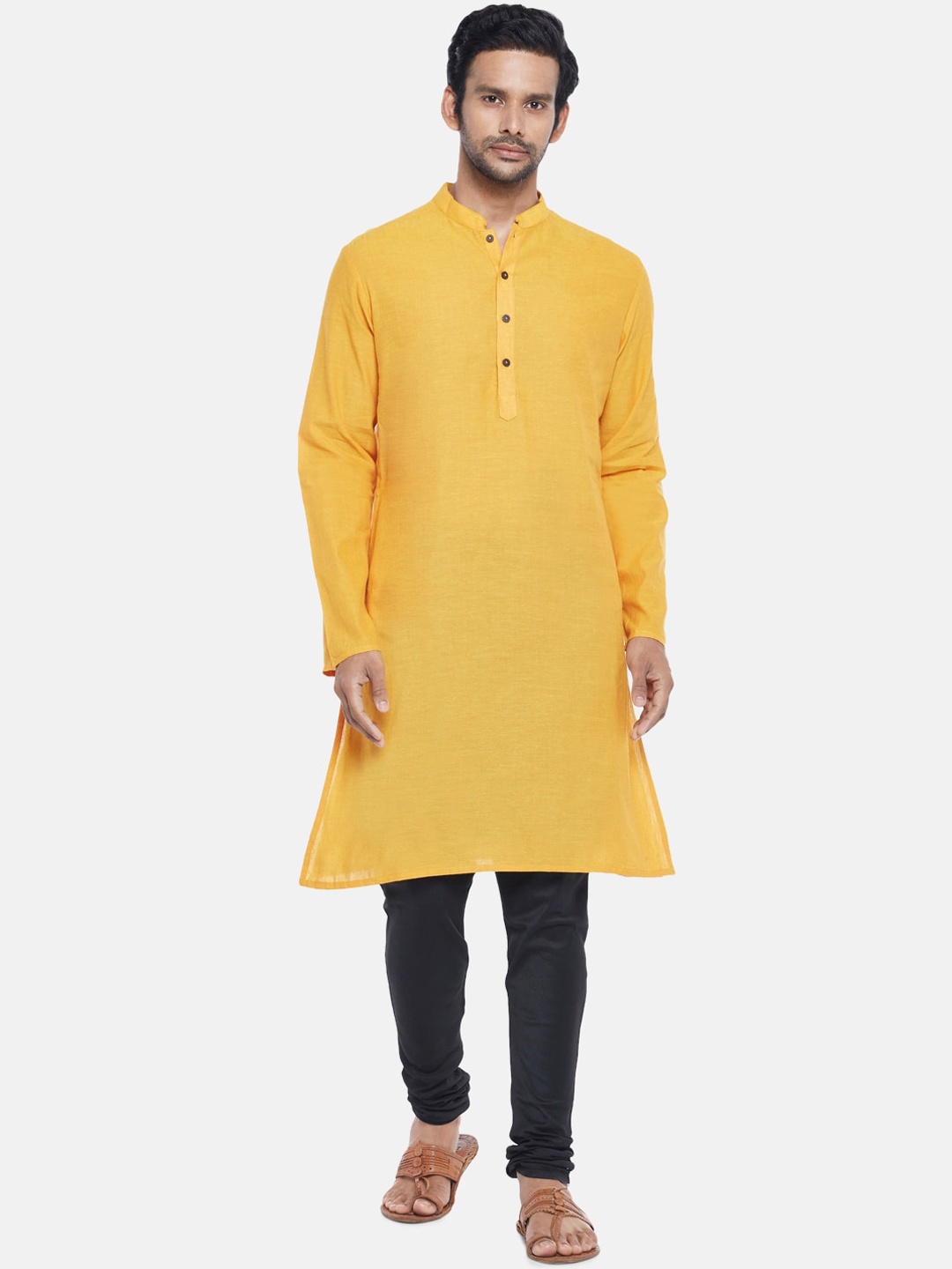 

indus route by Pantaloons Men Mustard Yellow Kurta