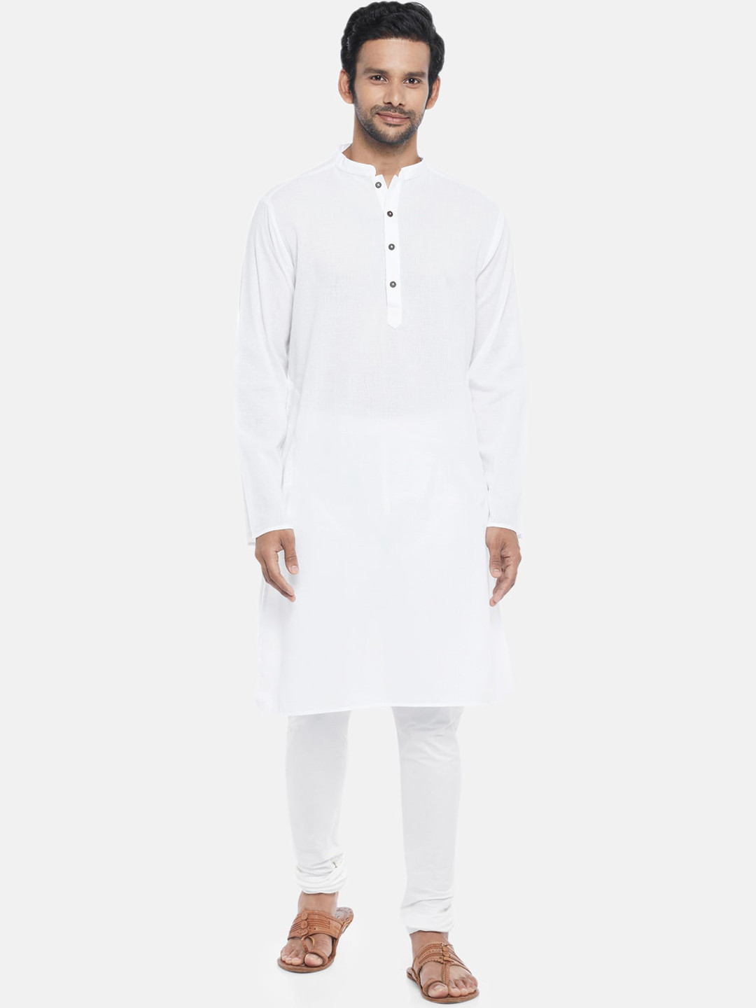 

indus route by Pantaloons Men Off White Dobby Kurta