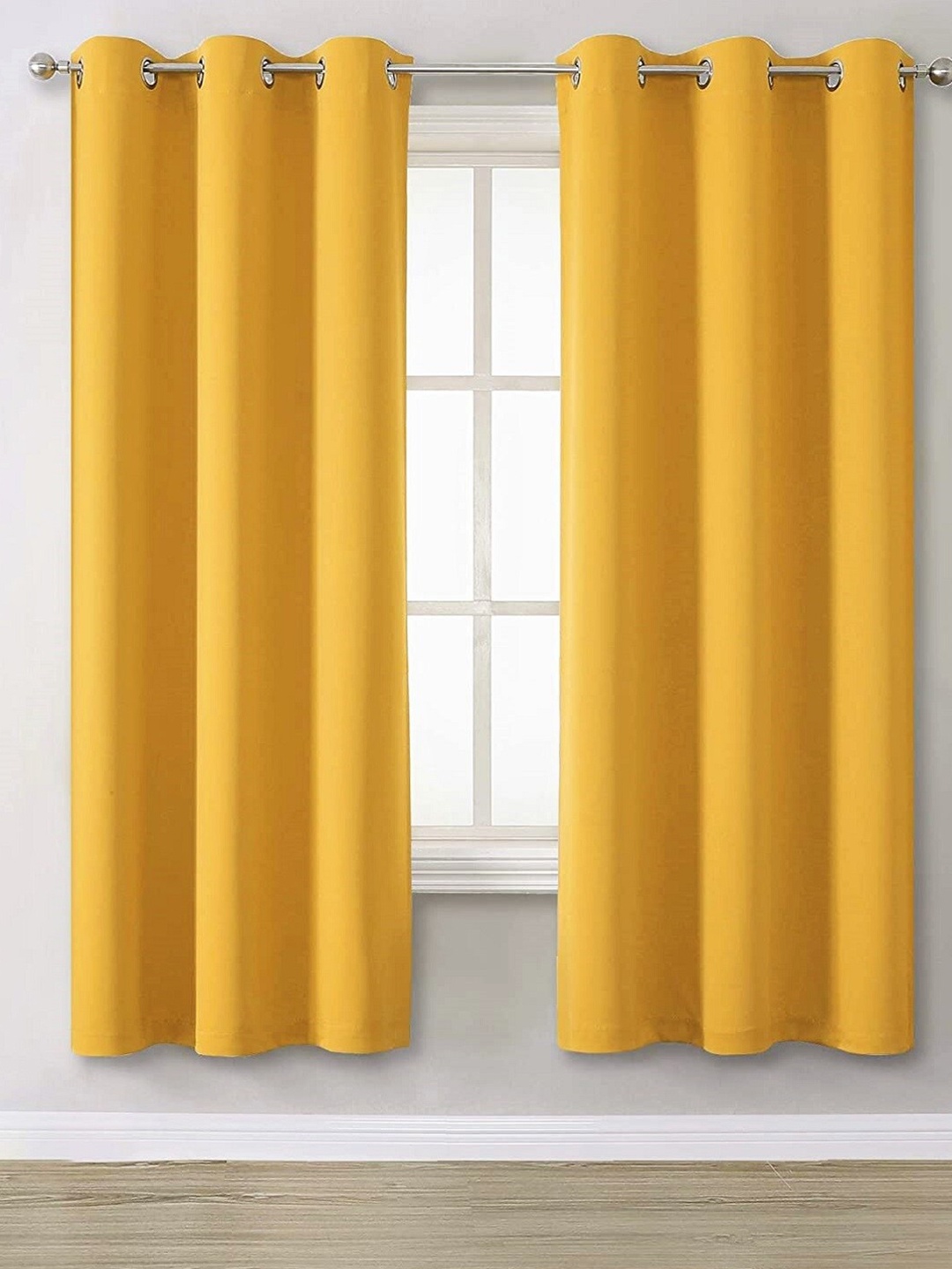 

URBAN SPACE Mustard Set of 2 Solid Window Curtains