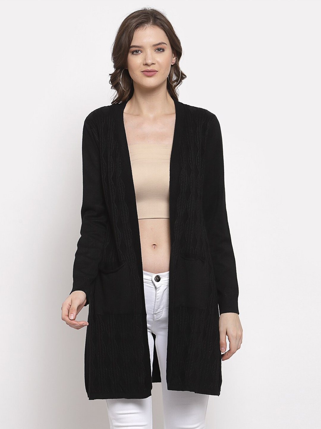 

Mafadeny Women Black Longline Shrug
