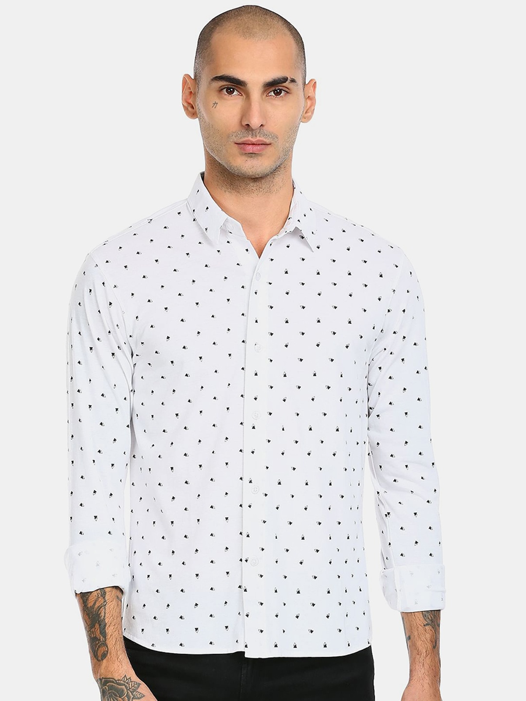 

Colt Men White Opaque Printed Casual Shirt