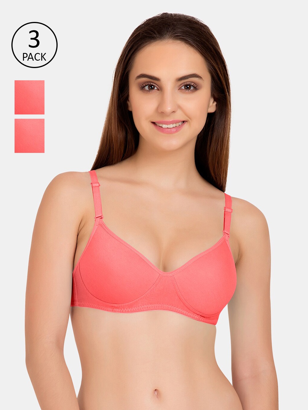 

Tweens Pack Of 3 Coral Pink T-shirt Bra Lightly Padded