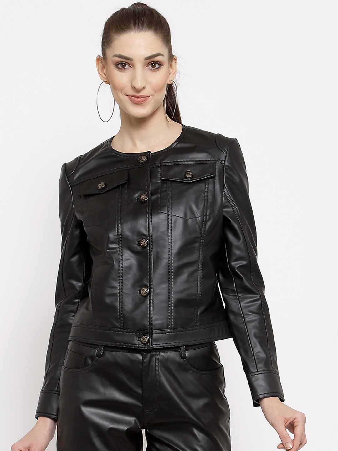 

BEAVER Women Black Crop Tailored Jacket