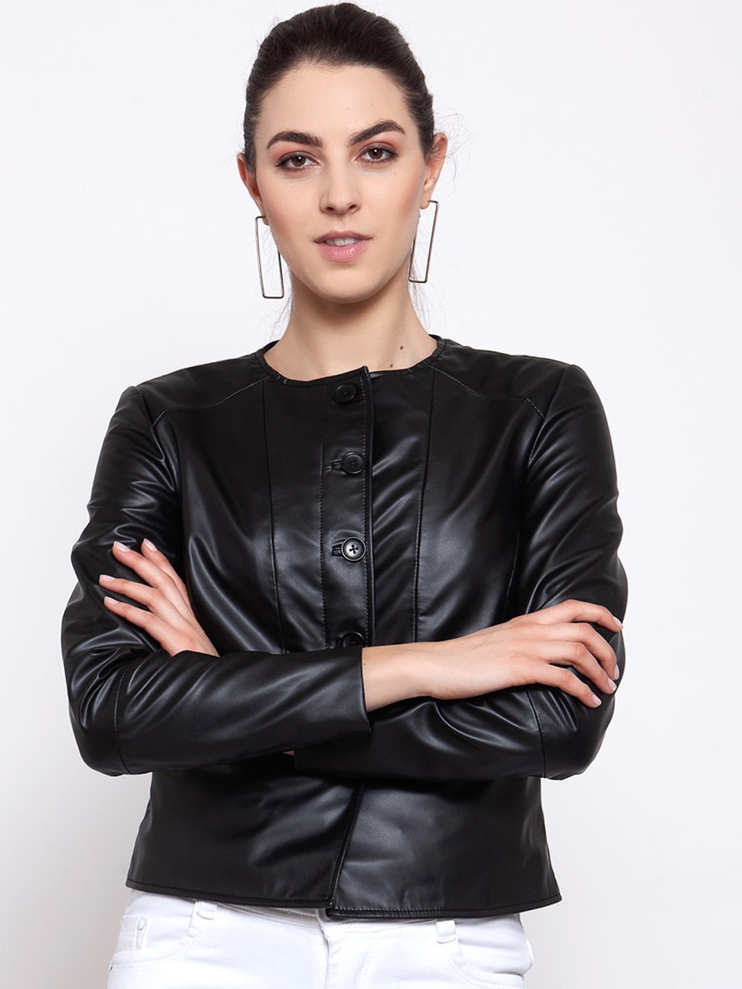 

BEAVER Women Black Geometric Tailored Jacket